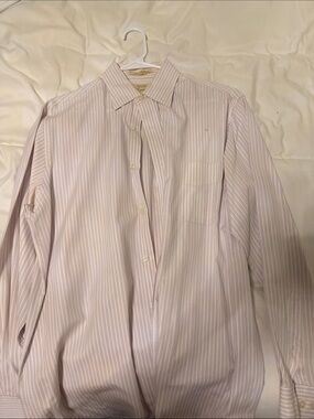 Parisian Works Men's Light Pink & White Striped Dress Shirt